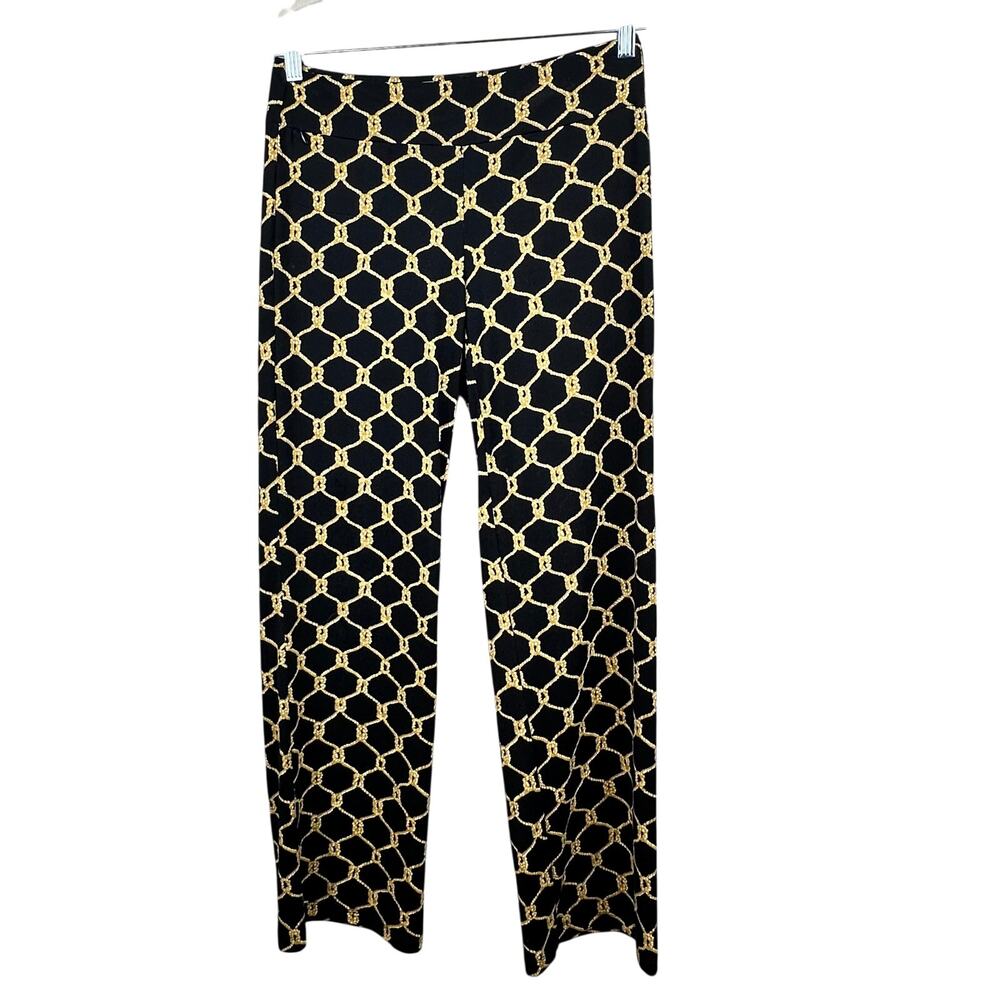 J. McLaughlin Jesey Knit Trouser Pants Nautical Rope Black Gold Small Resort